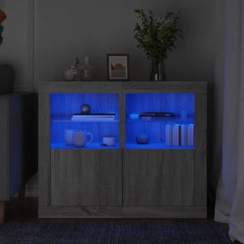 ARDEBO.de - Beistellschränke mit LED-Leuchten 2 Stk. Grau Sonoma