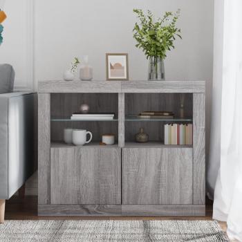 Beistellschränke mit LED-Leuchten 2 Stk. Grau Sonoma