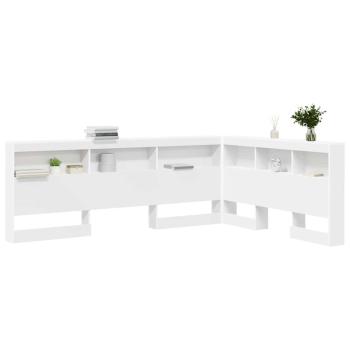 Aufbewahrungskopfteil mit Regal Weiß 135 cm Holzwerkstoff