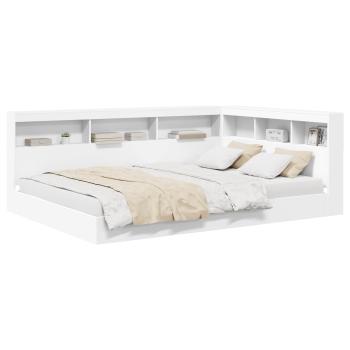 Bücherregal-Bett mit Regal Weiß 135 x 190 cm Holzwerkstoff