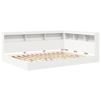Bücherregal-Bett mit Regal Weiß 135 x 190 cm Holzwerkstoff