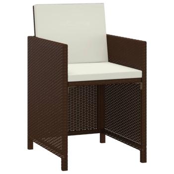 3-tlg. Garten-Essgruppe mit Kissen Poly Rattan Braun