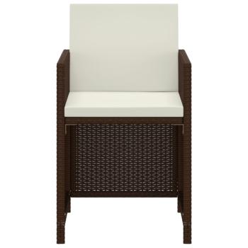 3-tlg. Garten-Essgruppe mit Kissen Poly Rattan Braun