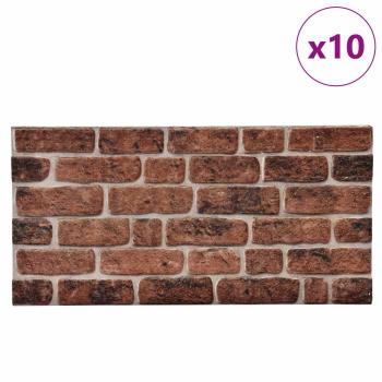 Wandpaneele 10 pcs Braunes Ziegel 100 x 50 cm EPS-Schaum