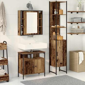 ARDEBO.de - Badezimmermöbel-Set mit Regal 3 pcs Altholz Holzwerkstoff