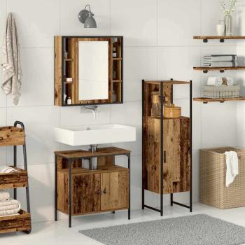 ARDEBO.de - Badezimmermöbel-Set mit Regal mit Tür 3 pcs Braun Holzwerkstoff