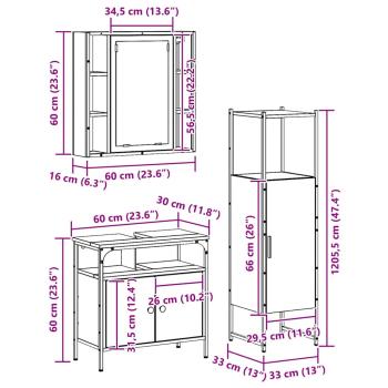 Badezimmermöbel-Set mit Regal mit Tür 3 pcs Braun Holzwerkstoff