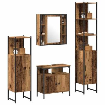 ARDEBO.de - Badezimmermöbel-Set mit Regal 4 pcs Altholz Holzwerkstoff