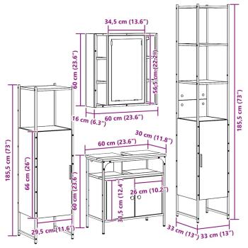 Badezimmermöbel-Set mit Regal 4 pcs Altholz Holzwerkstoff
