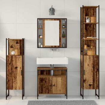 Badezimmermöbel-Set 4 stk. Altholz 33 x 33 x 185,5 cm
