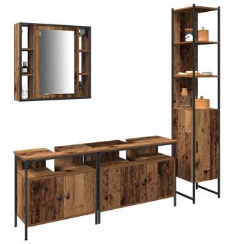 Badezimmermöbel-Set 4 stk. Altholz 33 x 33 x 185,5 cm