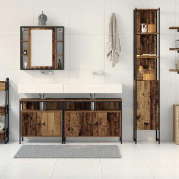 Badezimmermöbel-Set 4 stk. Altholz 33 x 33 x 185,5 cm