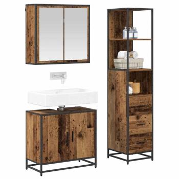 Badezimmermöbel-Set 3 Stk. Altholz Holzwerkstoff