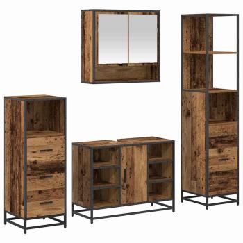 Badezimmermöbel-Set 4 stk. Altholz 80 x 33 x 60 cm