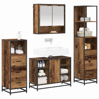 Badezimmermöbel-Set 4 stk. Altholz 80 x 33 x 60 cm