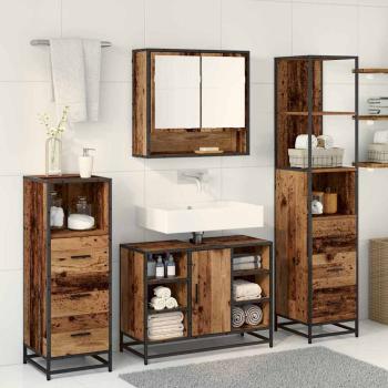 Badezimmermöbel-Set 4 stk. Altholz 80 x 33 x 60 cm