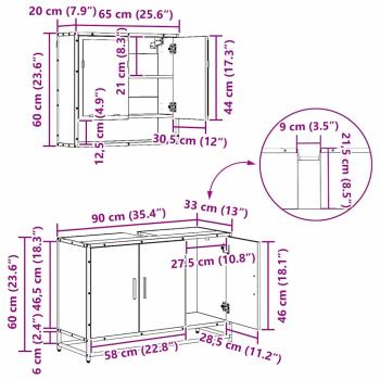 Badezimmermöbel-Set 4 stk. Altholz 90 x 33 x 60 cm
