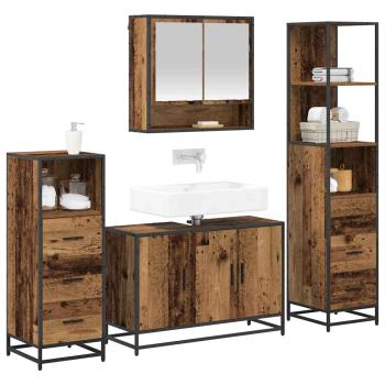Badezimmermöbel-Set 4 stk. Altholz 90 x 33 x 60 cm