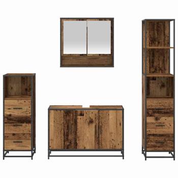 Badezimmermöbel-Set 4 stk. Altholz 90 x 33 x 60 cm