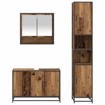 Badezimmermöbel-Set 3 stk. Altholz 35 x 37,5 x 188,5 cm