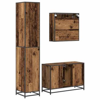 Badezimmermöbel-Set 3 stk. Altholz 35 x 37,5 x 188,5 cm