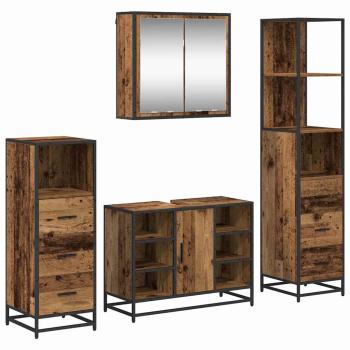 Badezimmermöbel-Set 4 stk. Altholz 80 x 33 x 60 cm