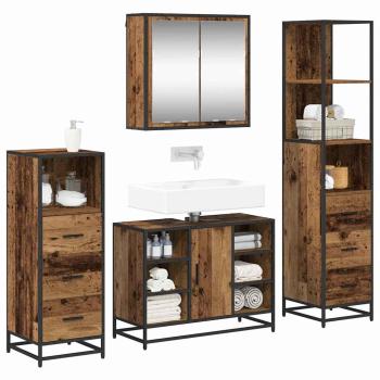 Badezimmermöbel-Set 4 stk. Altholz 80 x 33 x 60 cm