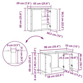 Badezimmermöbel-Set 2 stk. Altholz 90 x 33 x 60 cm