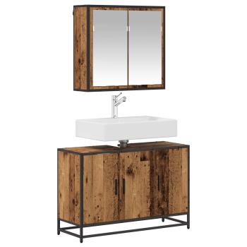 Badezimmermöbel-Set 2 stk. Altholz 90 x 33 x 60 cm