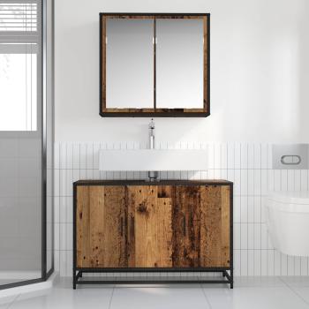 Badezimmermöbel-Set 2 stk. Altholz 90 x 33 x 60 cm