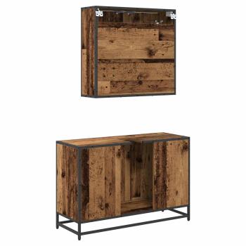 Badezimmermöbel-Set 2 stk. Altholz 90 x 33 x 60 cm