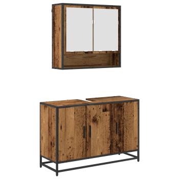 Badezimmermöbel-Set 2 stk. Altholz 90 x 33 x 60 cm