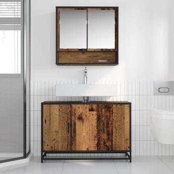 Badezimmermöbel-Set 2 stk. Altholz 90 x 33 x 60 cm