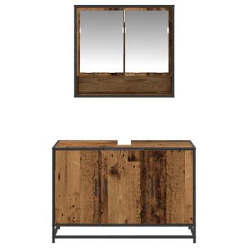 Badezimmermöbel-Set 2 stk. Altholz 90 x 33 x 60 cm