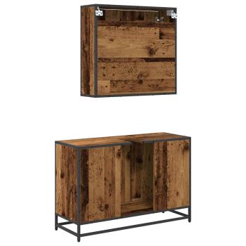 Badezimmermöbel-Set 2 stk. Altholz 90 x 33 x 60 cm