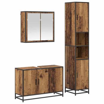 Badezimmermöbel-Set 3 stk. Altholz 90 x 33 x 60 cm