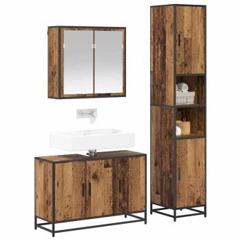 Badezimmermöbel-Set 3 stk. Altholz 90 x 33 x 60 cm