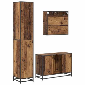 Badezimmermöbel-Set 3 stk. Altholz 90 x 33 x 60 cm
