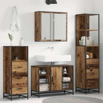 ARDEBO.de - Badezimmermöbel-Set 3 stk. Altholz 80 x 33 x 60 cm