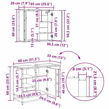 Badezimmermöbel-Set 3 stk. Altholz 80 x 33 x 60 cm