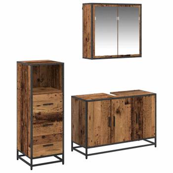 Badezimmermöbel-Set 3 stk. Altholz 90 x 33 x 60 cm