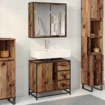 ARDEBO.de - Badezimmermöbel-Set 2 stk. Altholz 80 x 33 x 60 cm