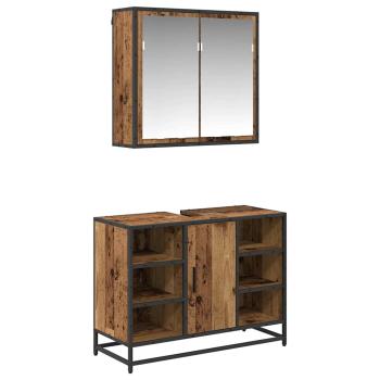 Badezimmermöbel-Set 2 stk. Altholz 80 x 33 x 60 cm