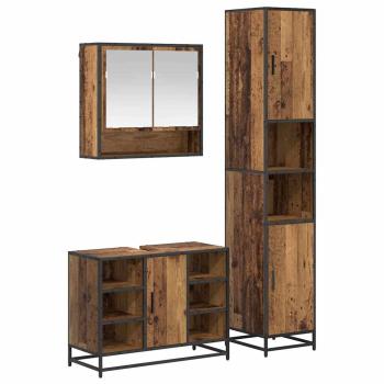 Badezimmermöbel-Set 3 Stk. Altholz Holzwerkstoff