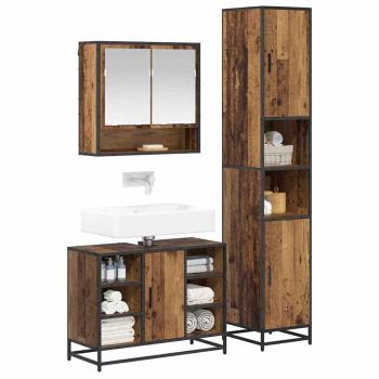 Badezimmermöbel-Set 3 Stk. Altholz Holzwerkstoff