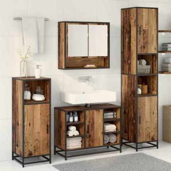 Badezimmermöbel-Set 3 Stk. Altholz Holzwerkstoff
