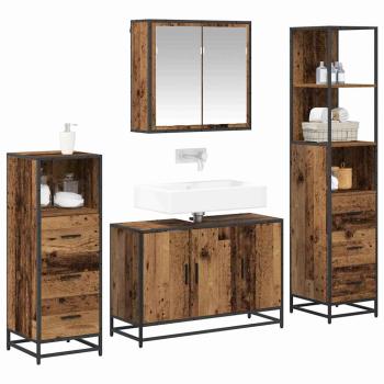 Badezimmermöbel-Set 4 stk. Altholz 90 x 33 x 60 cm