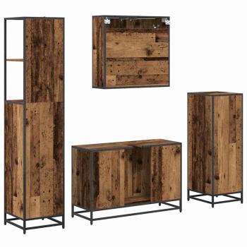 Badezimmermöbel-Set 4 stk. Altholz 90 x 33 x 60 cm