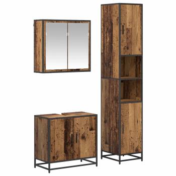 Badezimmermöbel-Set 3 stk. Altholz 65 x 33 x 60 cm