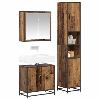 Badezimmermöbel-Set 3 stk. Altholz 65 x 33 x 60 cm